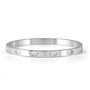 Satinshine Steel Oval CZ Pretty Bangle