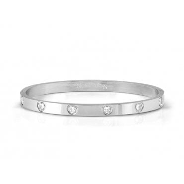 Satinshine Steel White CZ Heart Pretty Bangle