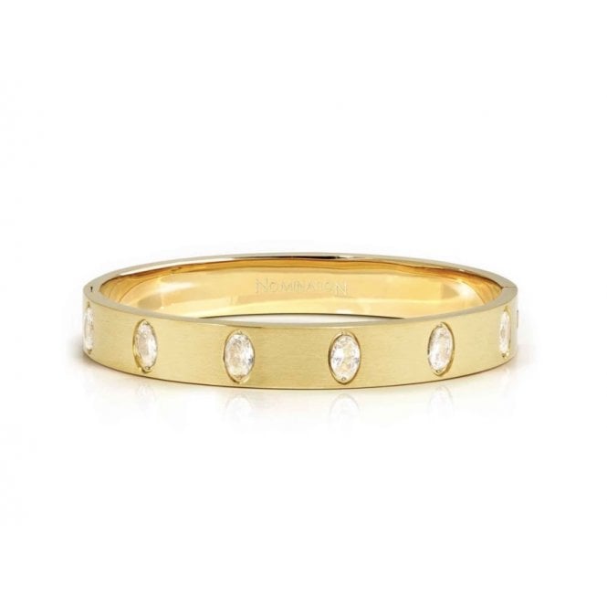 NOMINATION ITALY Satinshine Wide Gold Plated Oval CZ Medium Pretty Bangle