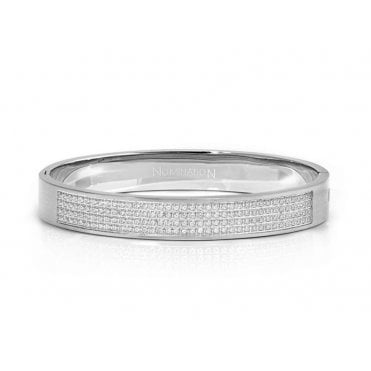Satinshine Wide Steel CZ Medium Pretty Bangle