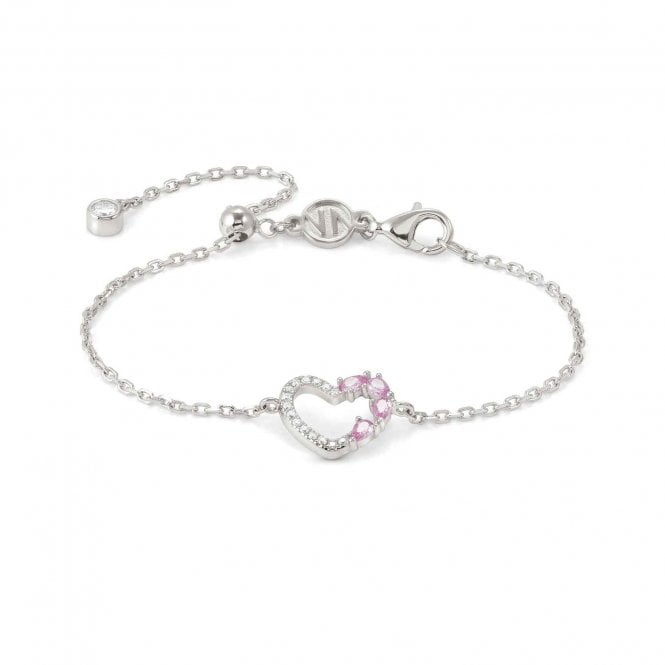 NOMINATION ITALY Shine Me Up Silver Pink CZ Heart Bracelet