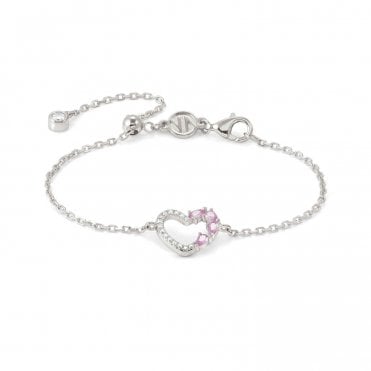 Shine Me Up Silver Pink CZ Heart Bracelet