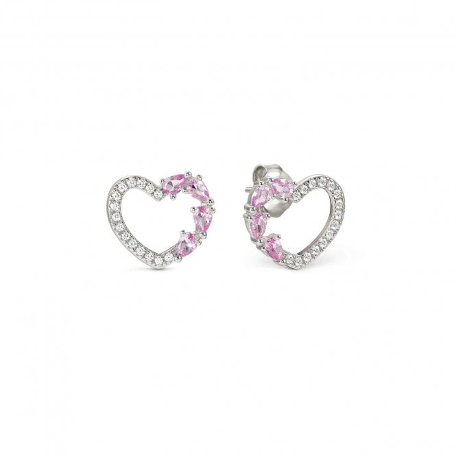 NOMINATION ITALY Shine Me Up Silver Pink CZ Heart Earrings