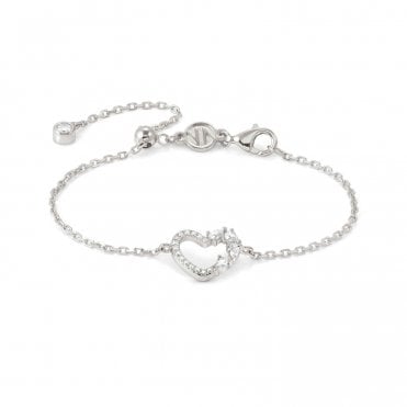 Shine Me Up Silver White CZ Heart Bracelet