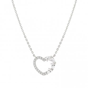 Shine Me Up Silver White CZ Heart Necklace