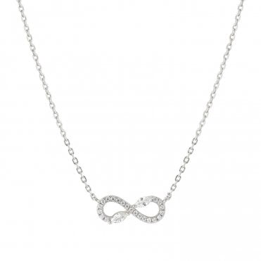 Shine Me Up Silver White CZ Infinity Necklace
