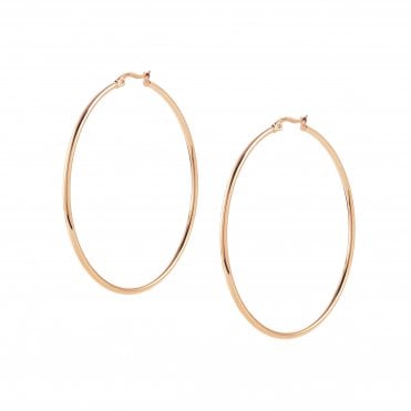 Silhouette Stainless Steel Rose Gold PVD Slim Hoop Earrings