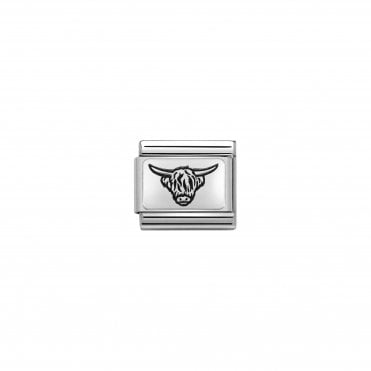 Silver Highland Cow Charm