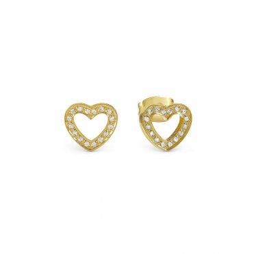 Soffio D'Amore Gold Plated Heart Stud Earrings
