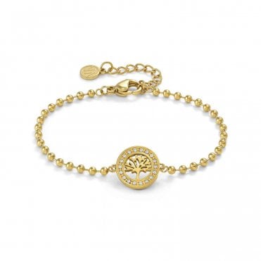 Soffio D'Amore Stainless Steel and Gold Tree of Life Bracelet