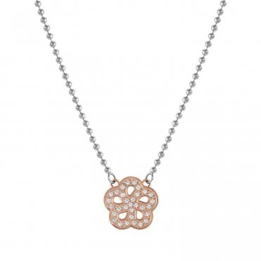 Soffio D'Amore Stainless Steel and Rose Gold Flower Necklace