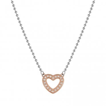Soffio D'Amore Stainless Steel and Rose Gold Heart Necklace