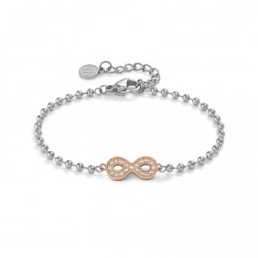 Soffio D'Amore Stainless Steel and Rose Gold Infinity Bracelet
