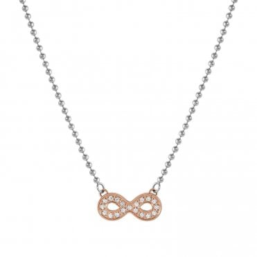 Soffio D'Amore Stainless Steel and Rose Gold Infinity Necklace