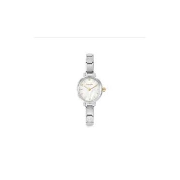 Stainless Steel Paris Oval White Mother of Pearl with Yellow PVD Details Watch