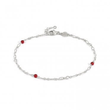 Sterling Silver with Coral Stones Anklet