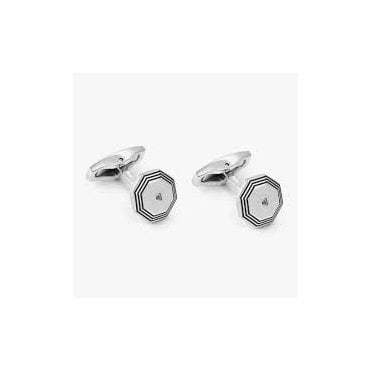 Strong Steel and Black Diamond Octagon Cufflinks Bracelet