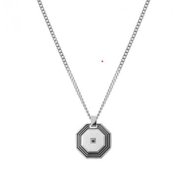 Strong Steel and Black Diamond Octagon Necklace