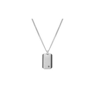 Strong Steel and Black Diamond Tag Necklace