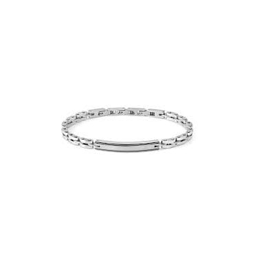 Strong Steel and White Diamond Bar Bracelet