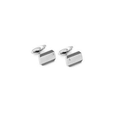 Strong Steel and White Diamond Bar Cufflinks