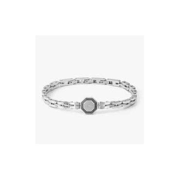 Strong Steel and White Diamond Octagon Bracelet