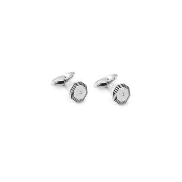 Strong Steel and White Diamond Octagon Cufflinks Bracelet