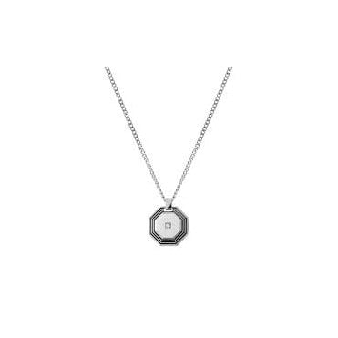 Strong Steel and White Diamond Octagon Necklace