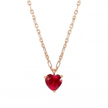 Sweetrock Red Heart Rose Gold Finish Necklace