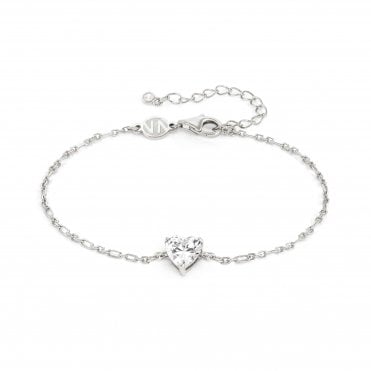 Sweetrock Sterling Silver White Heart Bracelet
