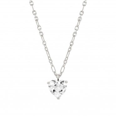 Sweetrock Sterling Silver White Heart Necklace