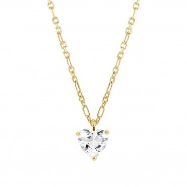 Sweetrock Yellow Gold Finish White Heart Necklace