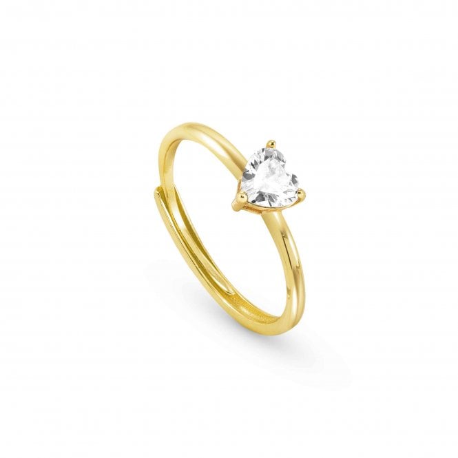 NOMINATION ITALY Sweetrock Yellow Gold Finish White Heart Ring - Self adjustable