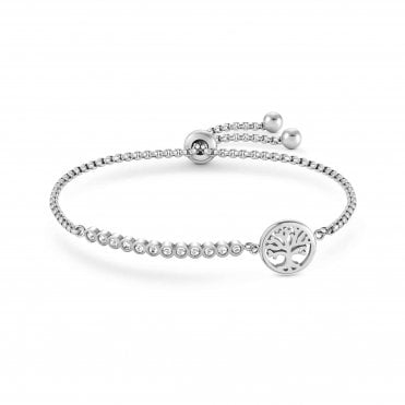 Tree of Life Stainless Steel & CZ Milleluci Bracelet
