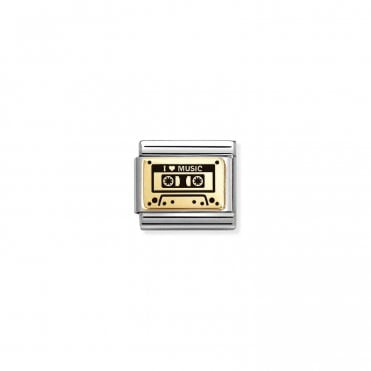 Yellow Gold Audio Cassette Charm