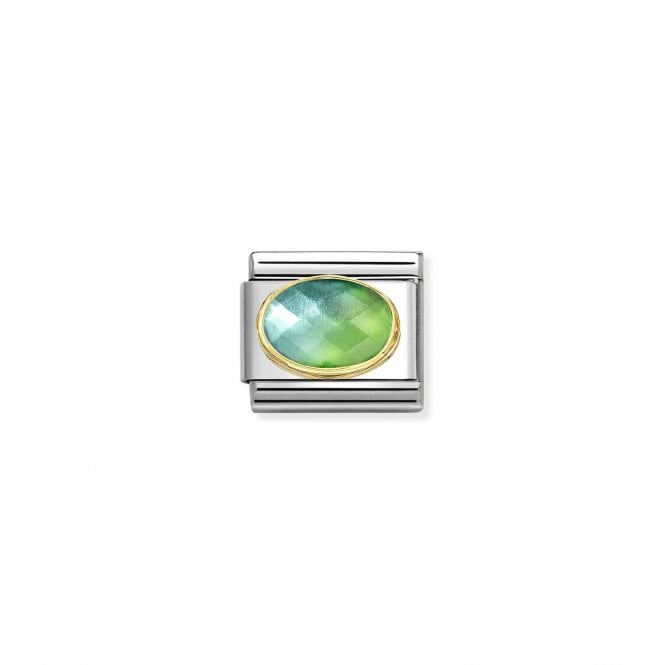 NOMINATION ITALY Yellow Gold Faceted Blue & Green Stone Charm