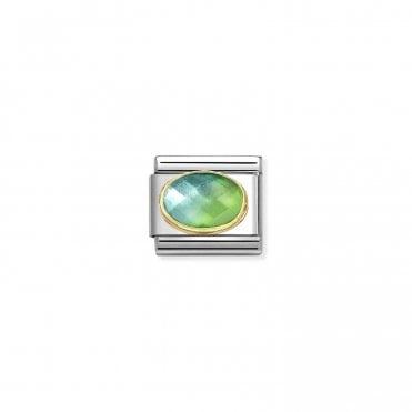 Yellow Gold Faceted Blue & Green Stone Charm
