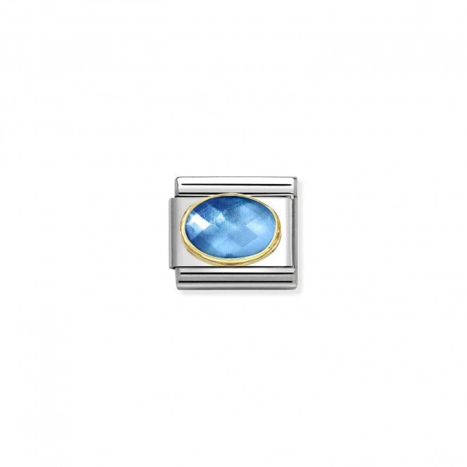 NOMINATION ITALY Yellow Gold Faceted Light Blue Stone Charm