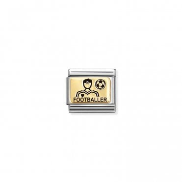 Yellow Gold Male Footballer Charm