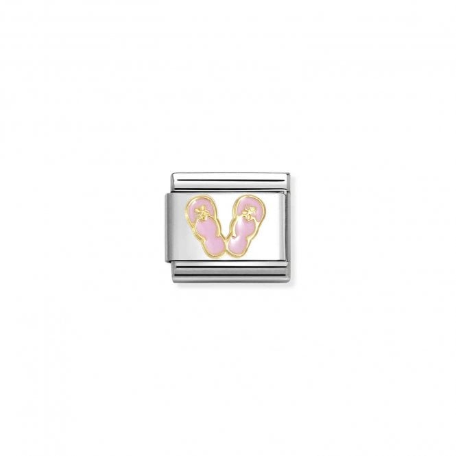 NOMINATION ITALY Yellow Gold Pink & White Flip Flops Charm