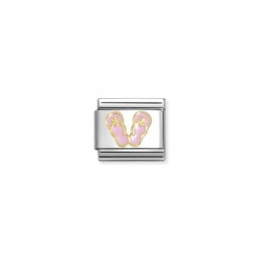 Yellow Gold Pink & White Flip Flops Charm