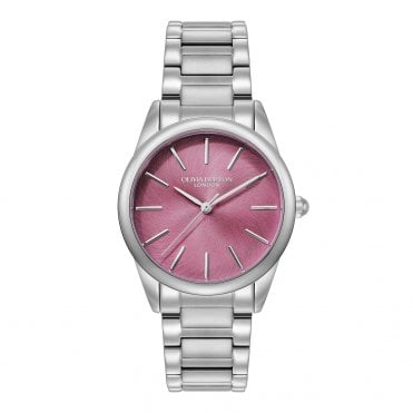 Glowful Pink Crush 34mm Classic Silver Bracelet Watch