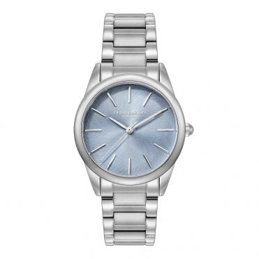 Glowful Sky Blue 34mm Classic Silver Bracelet Watch