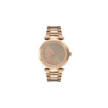 Signature Floral T-Bar 34mm Grey and Carnation Gold Bracelet Watch