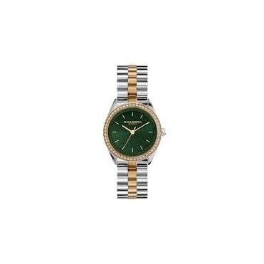 Sports Luxe Bejewelled 34mm Forest Green Two Tone Bracelet Watch