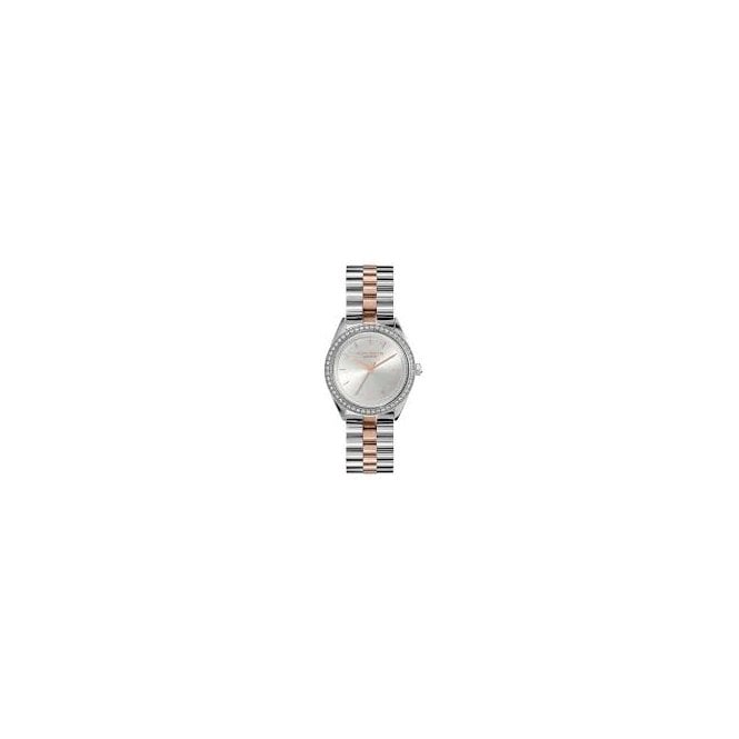 OLIVIA BURTON Sports Luxe Bejewelled 34mm Rose Gold Two Tone Bracelet Watch