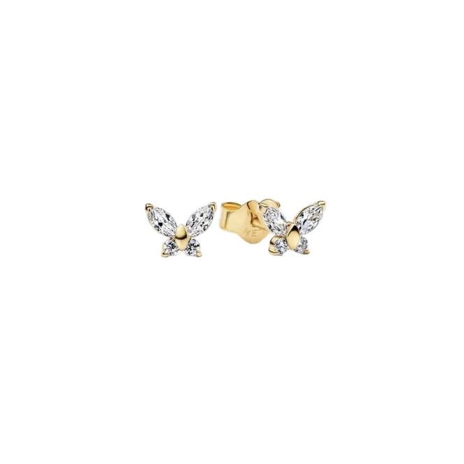 PANDORA 14ct Gold Plated Butterfly Stud Earrings