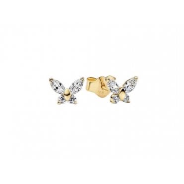 Pandora 14ct Gold Plated Butterfly Stud Earrings