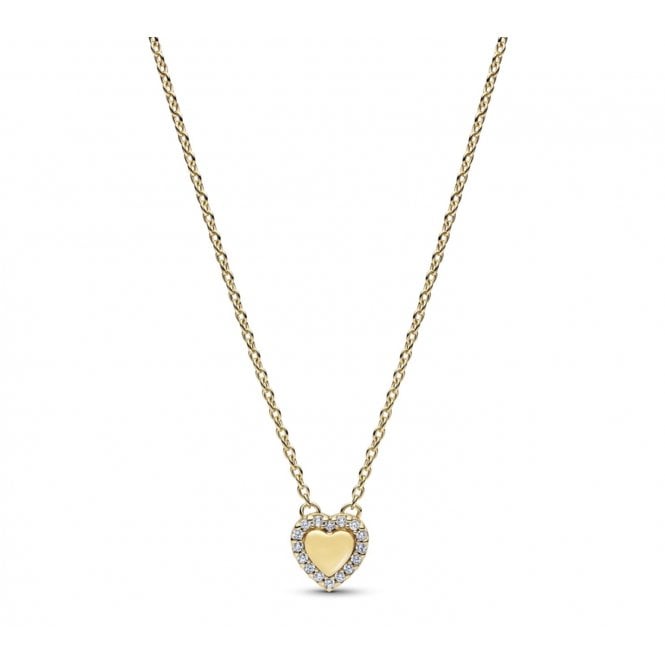 PANDORA 14ct Gold Plated Heart Halo Collier Necklace