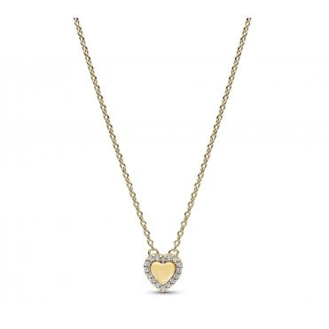 Pandora 14ct Gold Plated Heart Halo Collier Necklace